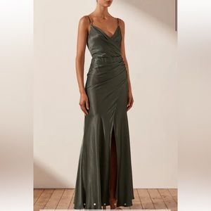Shona Joy LA LUNE CROSS DRAPED MAXI DRESS - OLIVE